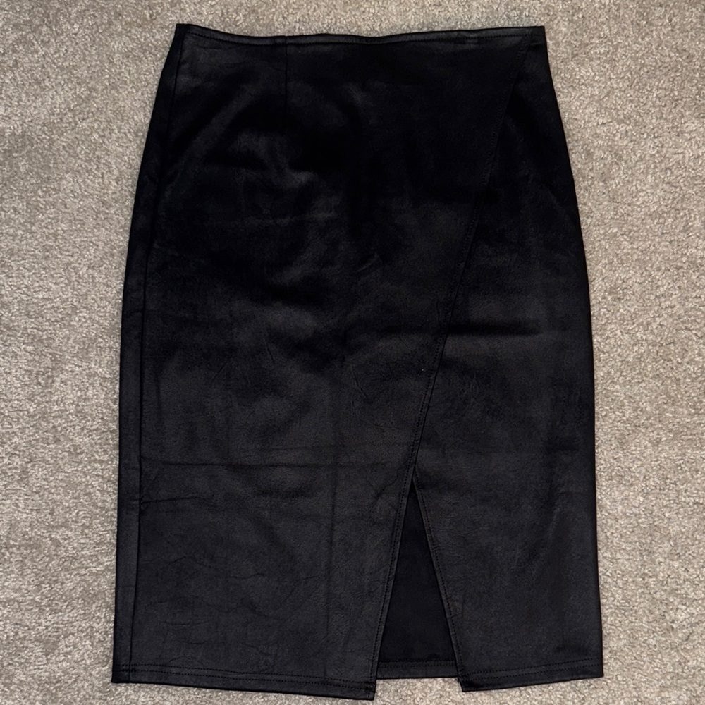 Free People Faux Suede Midi Black Skirt